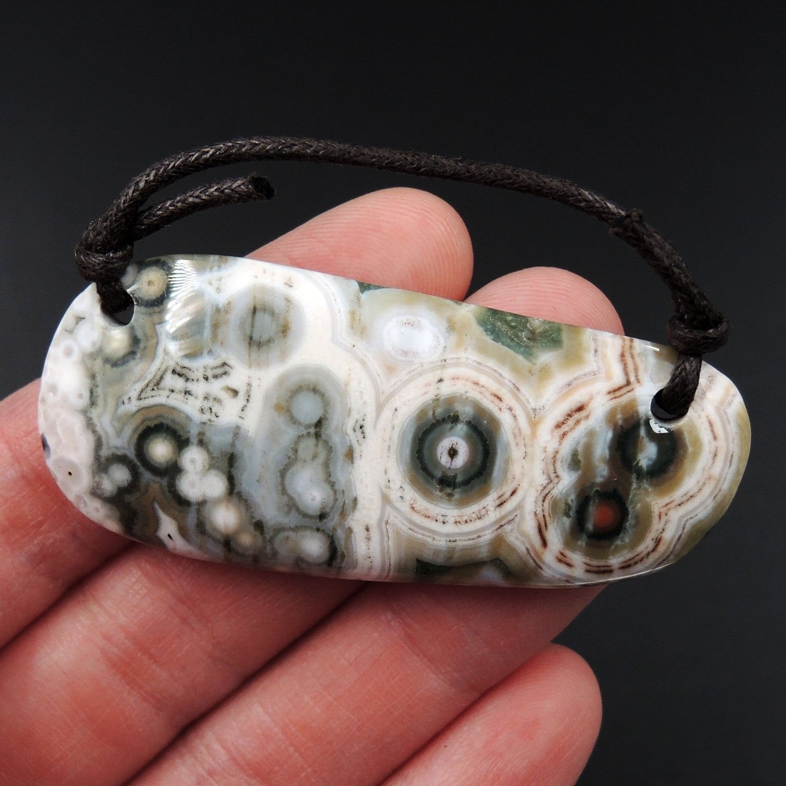 Ocean Jasper Pendant Natural Ocean Jasper Pendant Yellow Orange White Grey Green Drilled Two Hole Pendant P1274