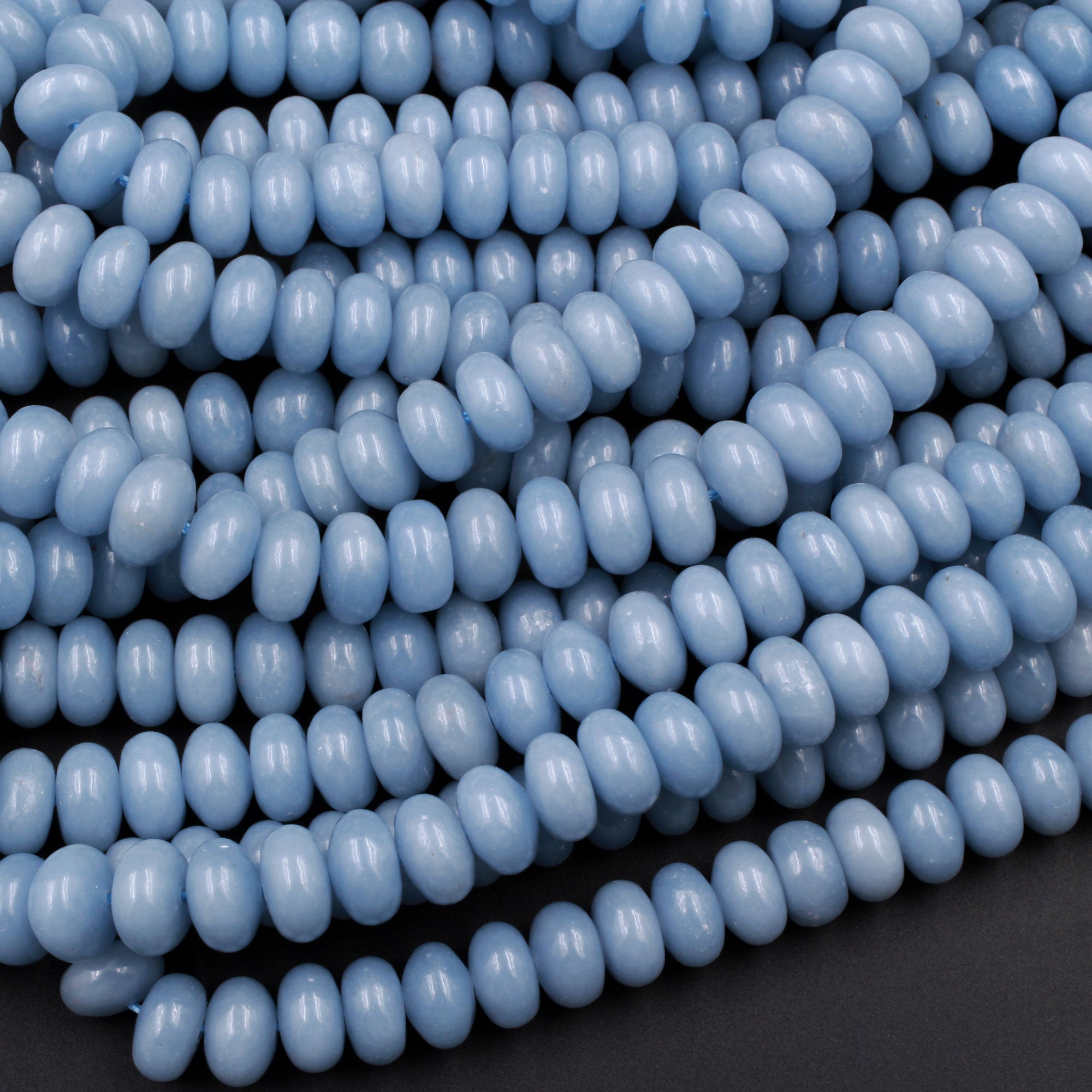 AAA Natural Blue Angelite 8mm 10mm Rondelle Beads High Quality 16