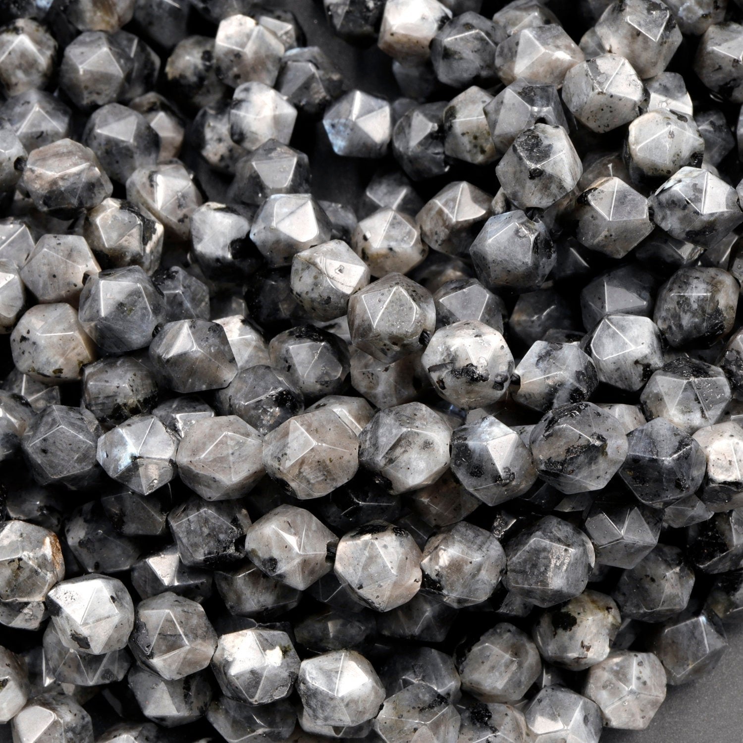 Star Cut Natural Larvikite Beads Black Labradorite Faceted 8mm 10mm 15