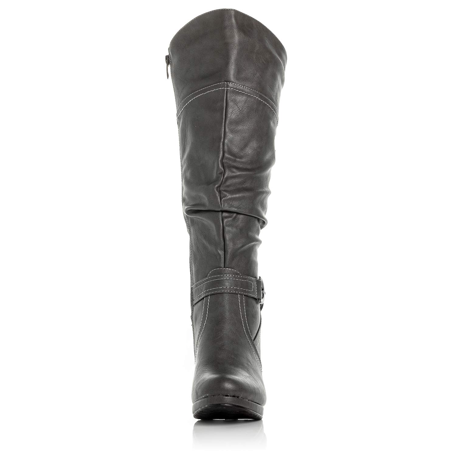 Bellmora Peggy Women's Knee High Vegan Leather Heeled Boots - Picture 11 of 12