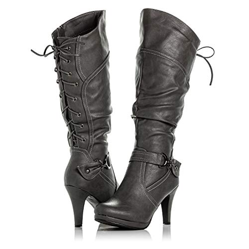 Bellmora Peggy Women's Knee High Vegan Leather Heeled Boots - Picture 8 of 12