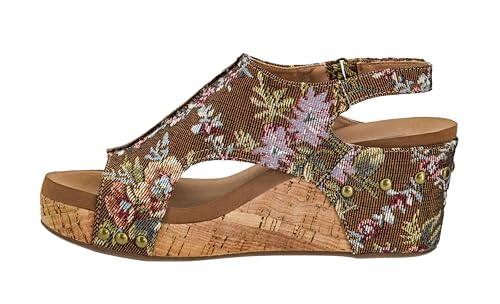 Corkys Footwear Carley Women's Casual Wedge Sandals Rust Floral
