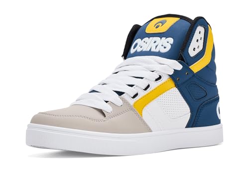 Osiris Mens Clone High-Top Skate Shoes White/Navy/Tan