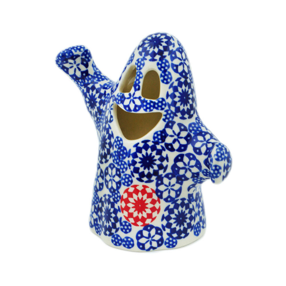 Polish Pottery Ghost Candle Holder Bullseye UNIKAT