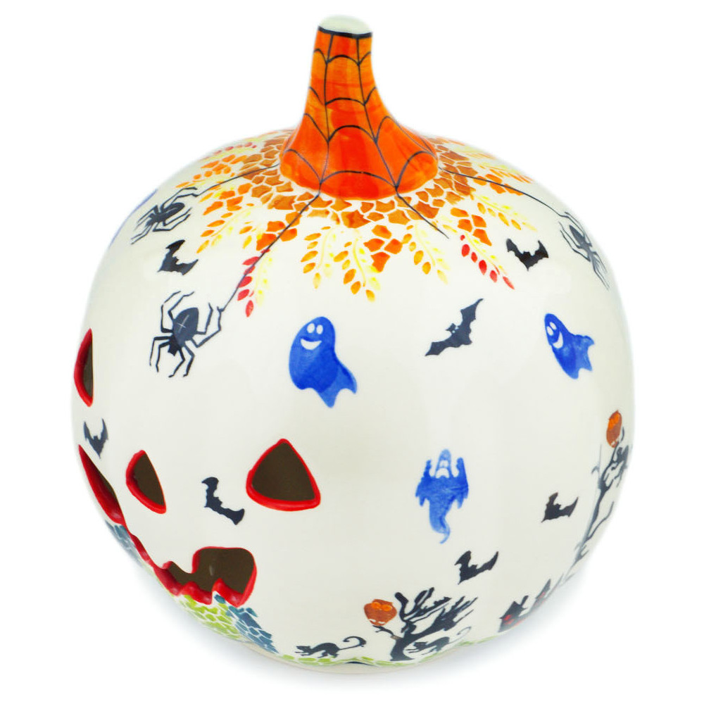 Polish Pottery Jack O Lantern Candle Holder 9