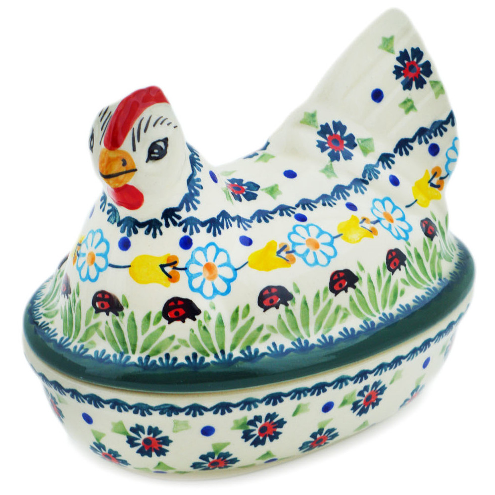 Polish Pottery Hen Shaped Jar 7