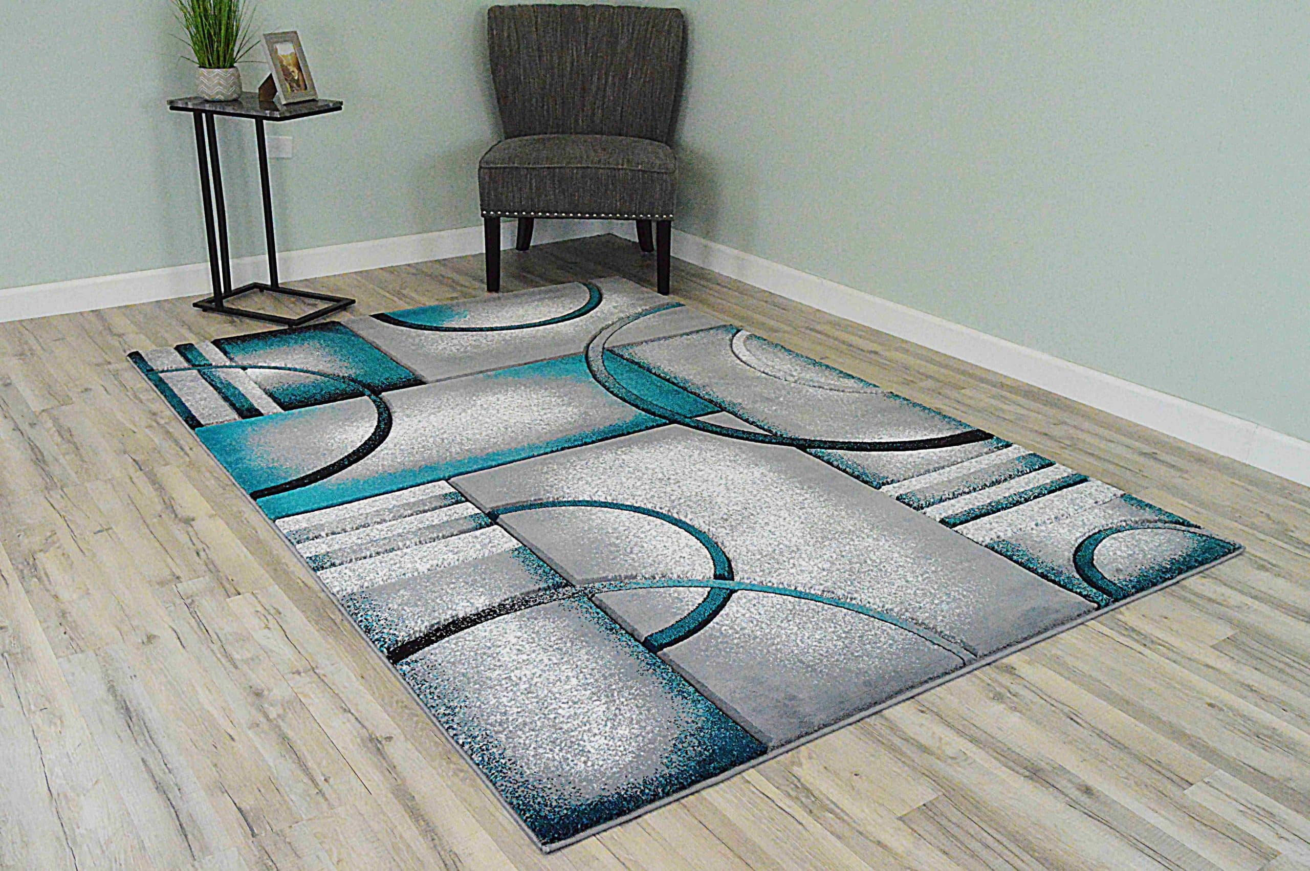 Premium Hand Carved Thick Plush Pile Modern Abstract Contemporary Geometric Rug - Picture 3 of 4
