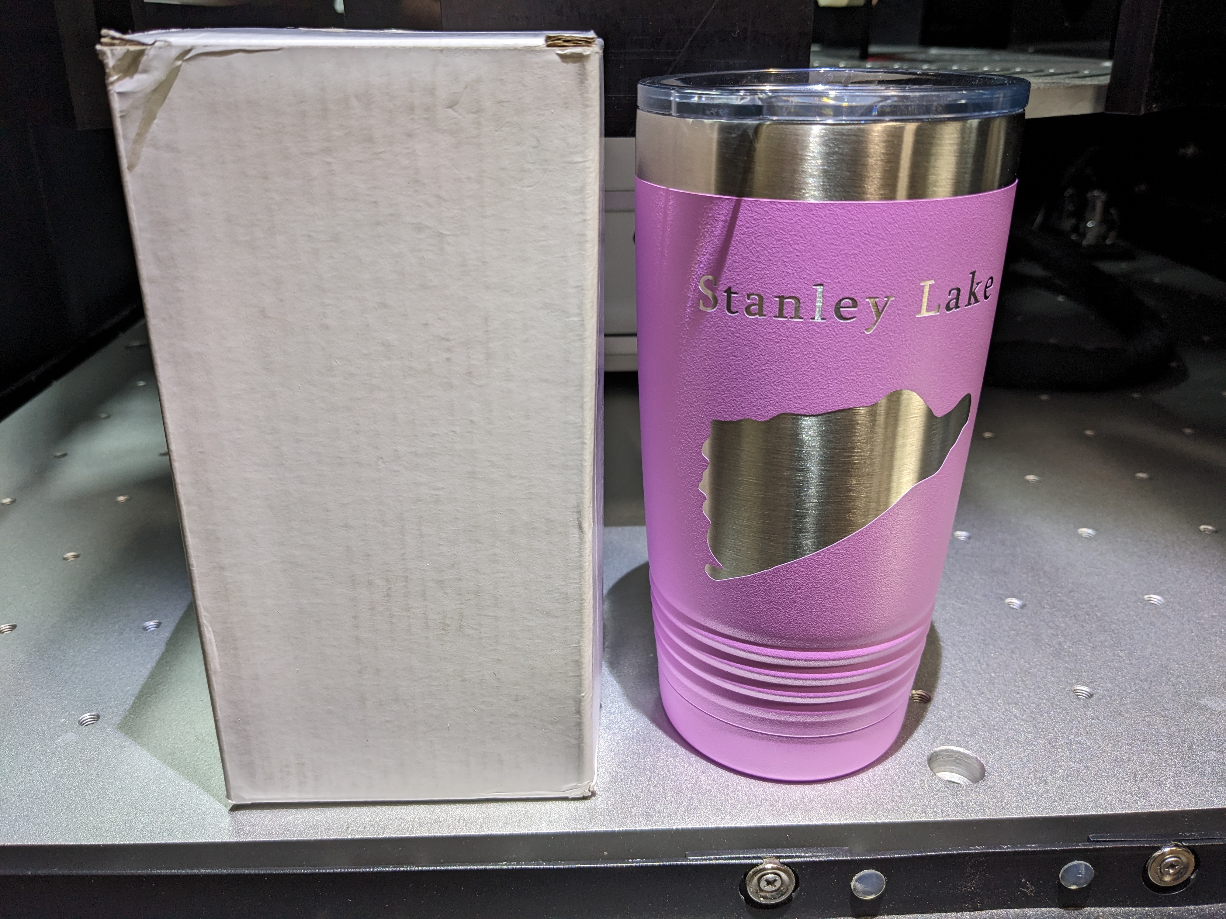 Stanley Lake Map Tumbler Travel Mug Insulated Laser Etched Coffee Cup Idaho 20oz - Picture 20 of 24