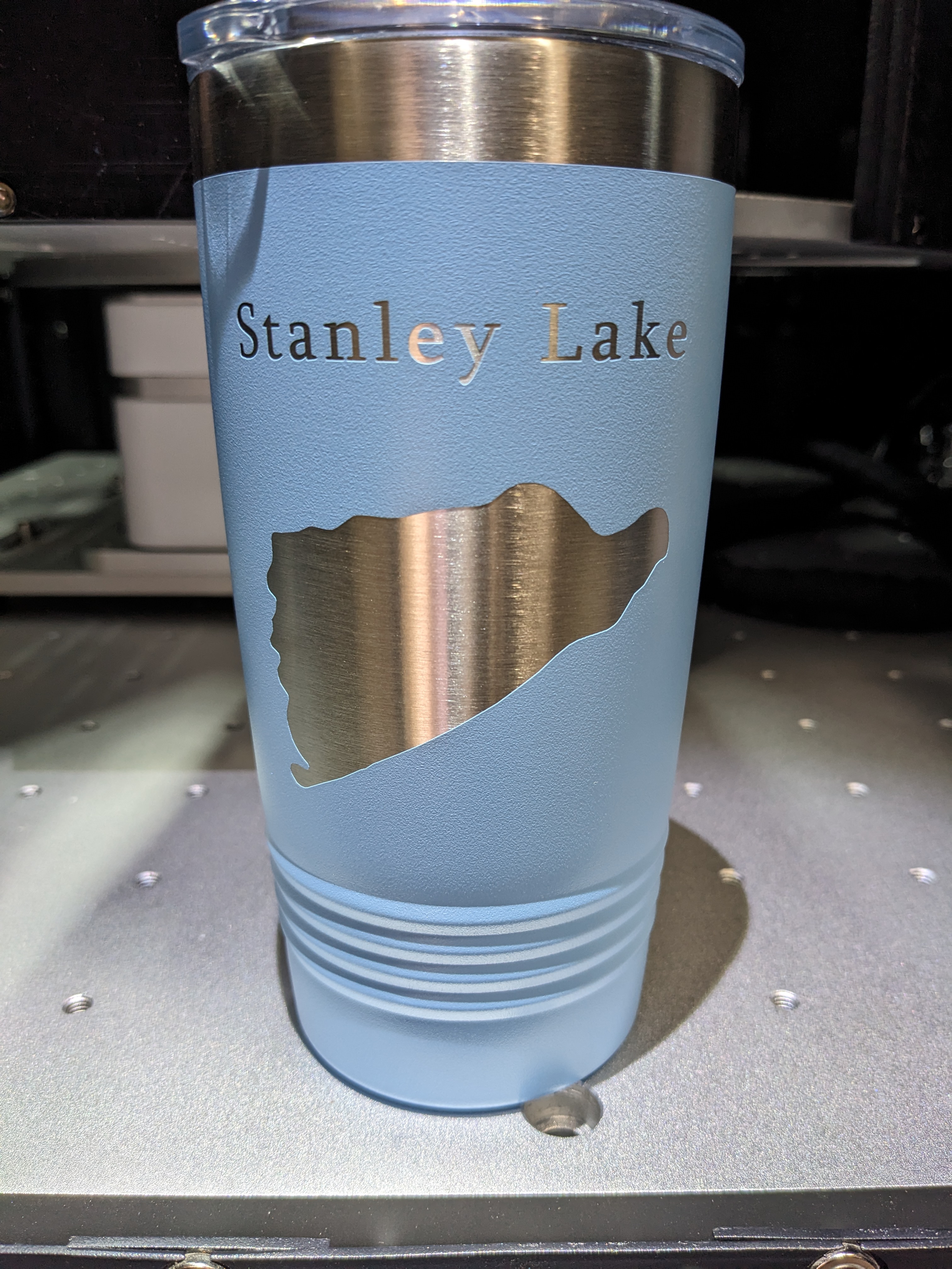 Stanley Lake Map Tumbler Travel Mug Insulated Laser Etched Coffee Cup Idaho 20oz - Picture 17 of 24
