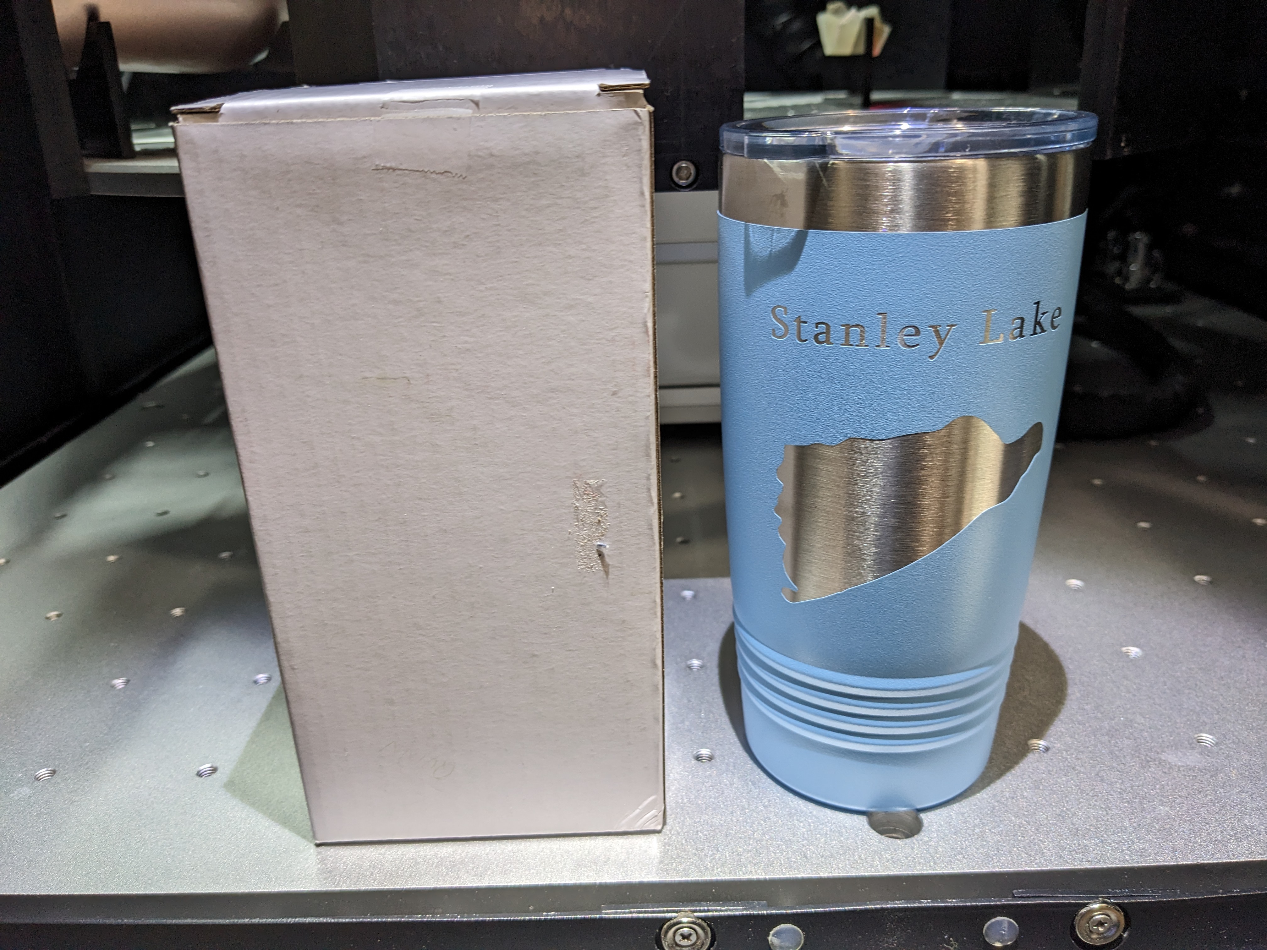 Stanley Lake Map Tumbler Travel Mug Insulated Laser Etched Coffee Cup Idaho 20oz - Picture 13 of 24