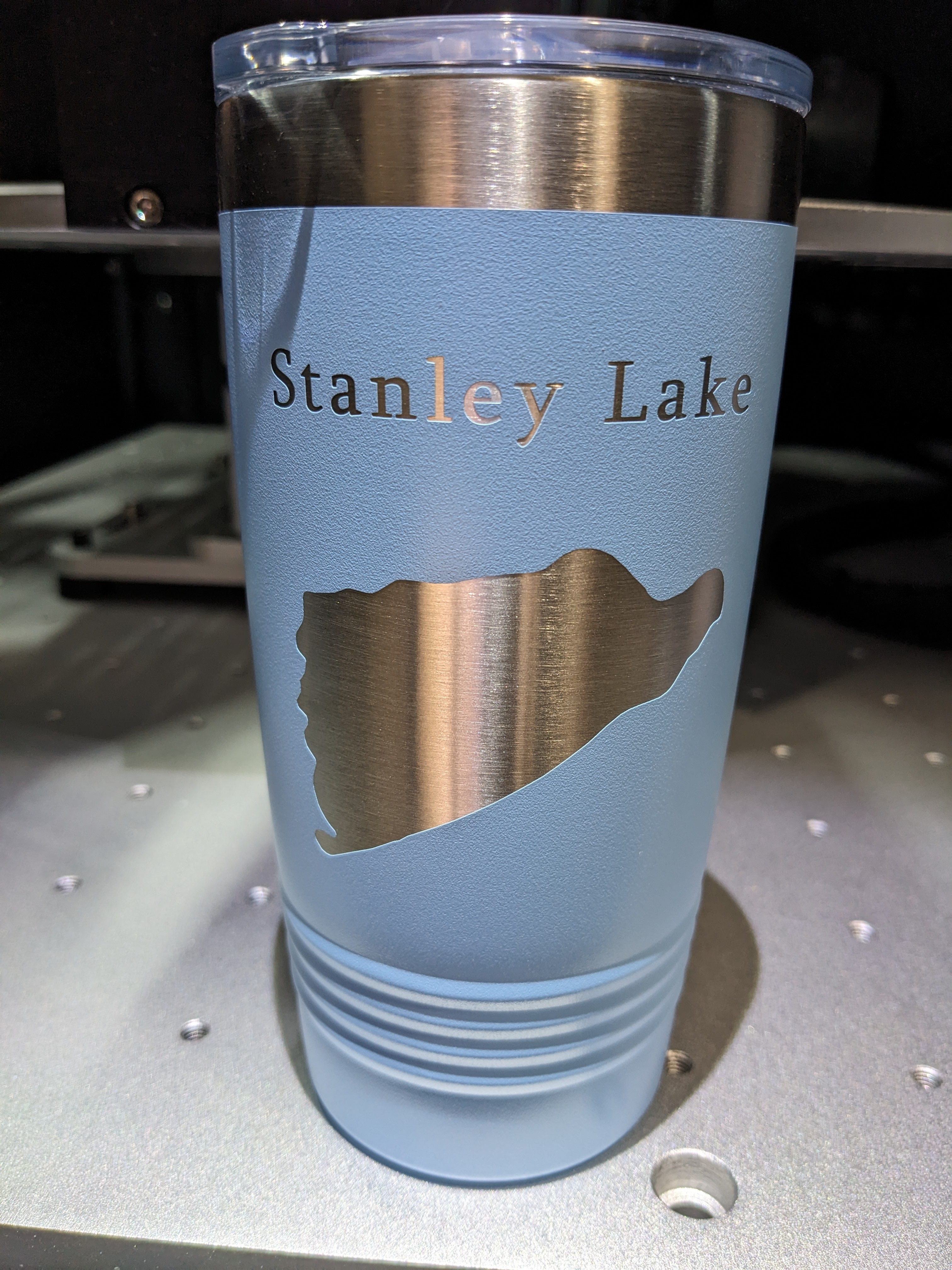 Stanley Lake Map Tumbler Travel Mug Insulated Laser Etched Coffee Cup Idaho 20oz - Picture 11 of 24