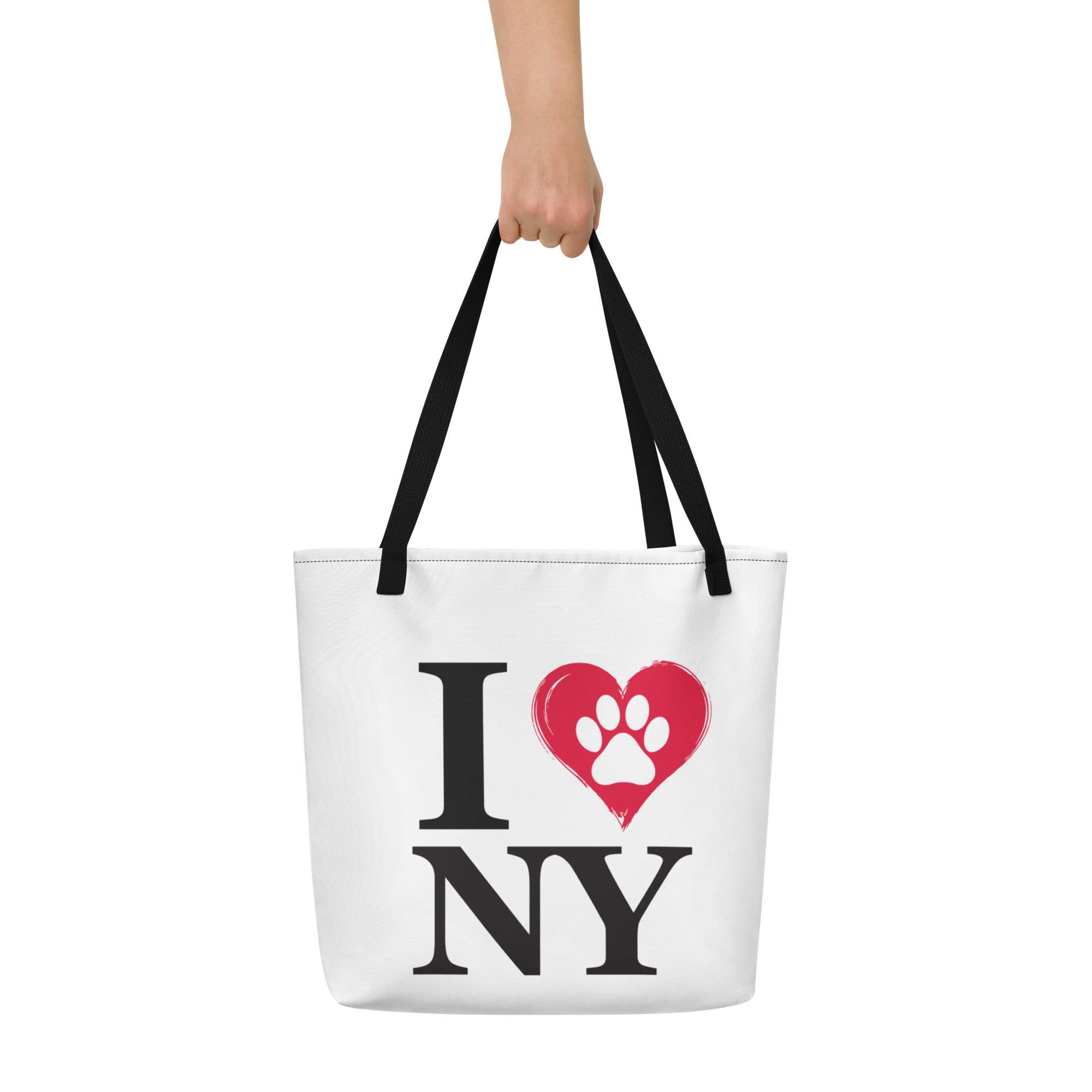 I Love NY Paw in Heart Large Tote Bag - Picture 7 of 8