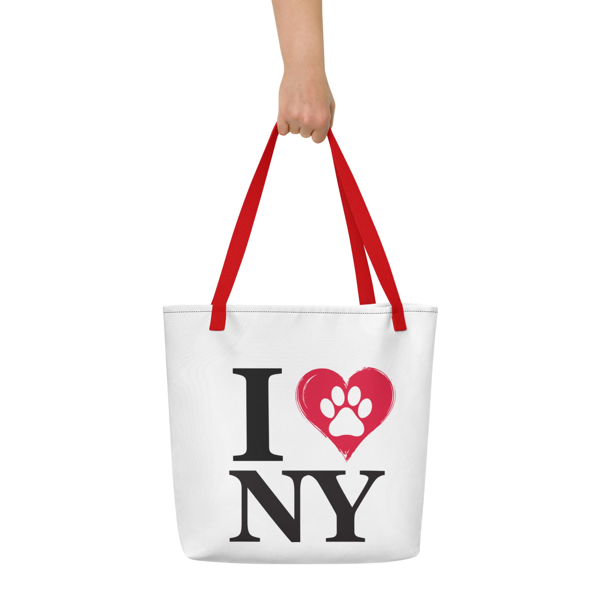 I Love NY Paw in Heart Large Tote Bag - Picture 8 of 8