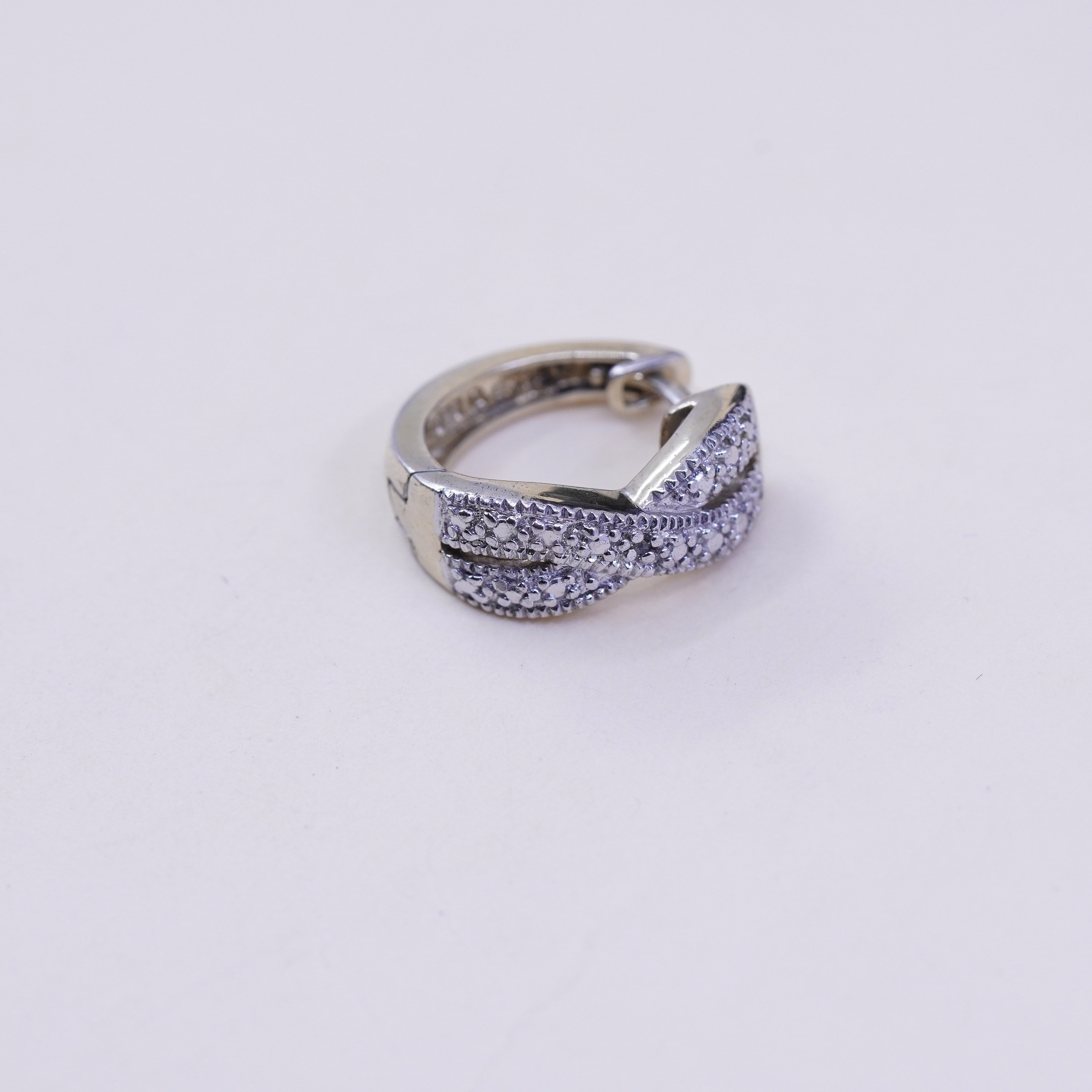 0.5”, Vintage vermeil gold sterling silver earrings, 925 hoops, huggie, diamond product image view 4