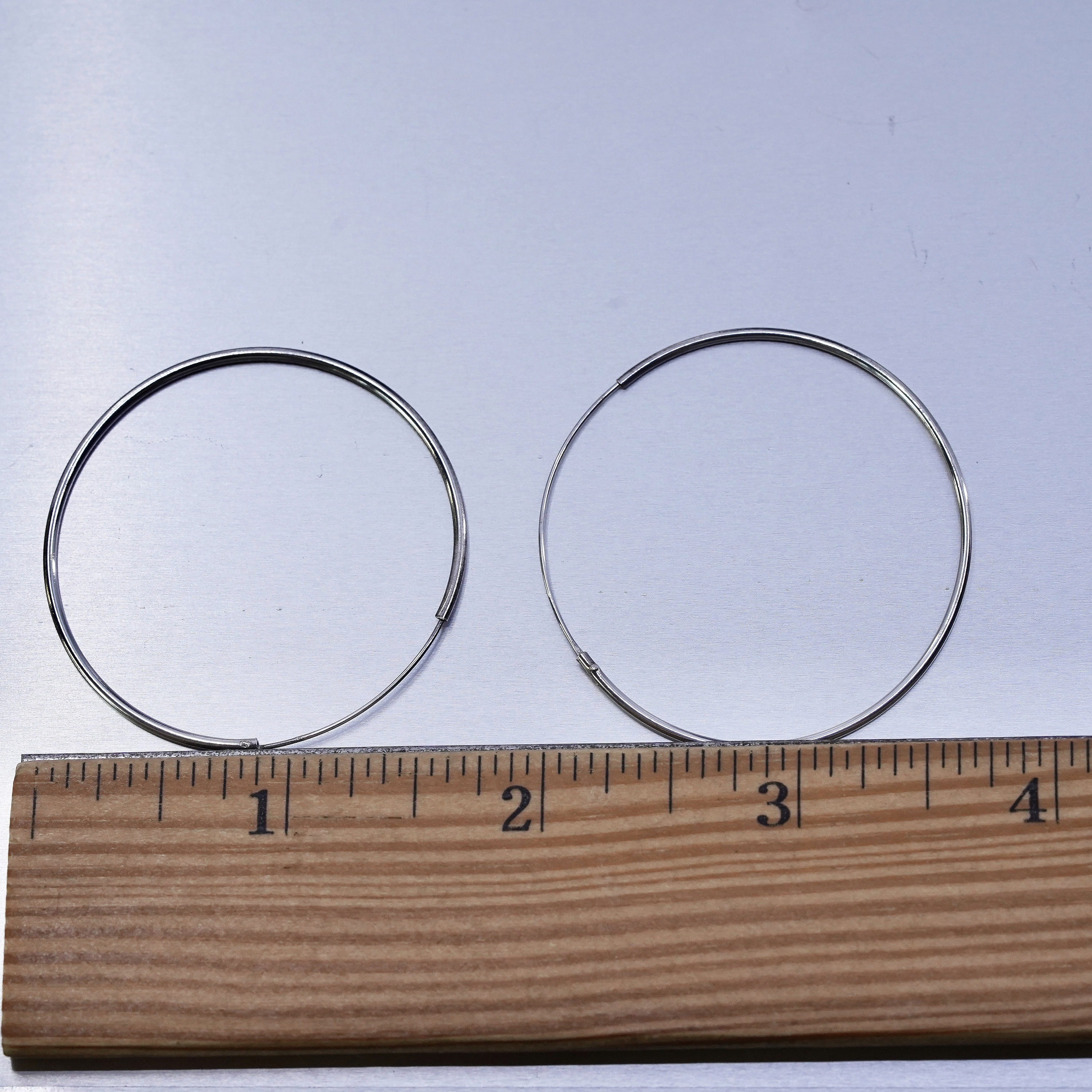 1.75”, vintage Sterling silver handmade earrings, 925 hoops