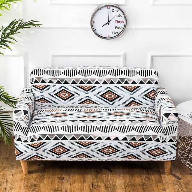 White Geometric Aztec Pattern Sofa Couch Cover Slipcover Ebay
