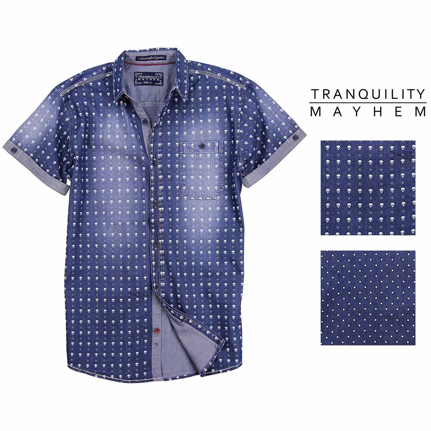Tropical Thunder by Tranquility /& Mayhem Men/'s Short Sleeve Button Down Shirt