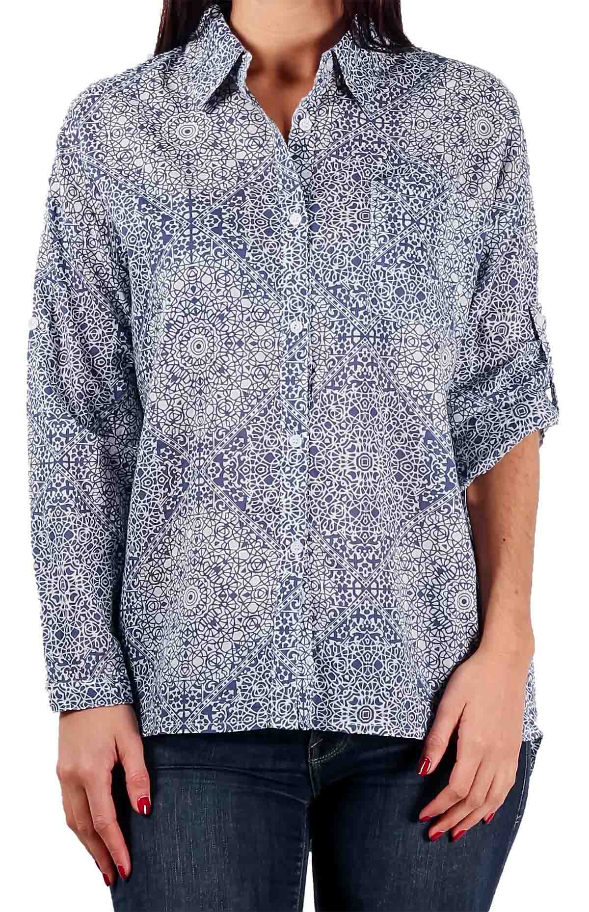 トップス Larsen Gray Missy Long Sleeve Button Up Hi-Low Printed Top | eBay