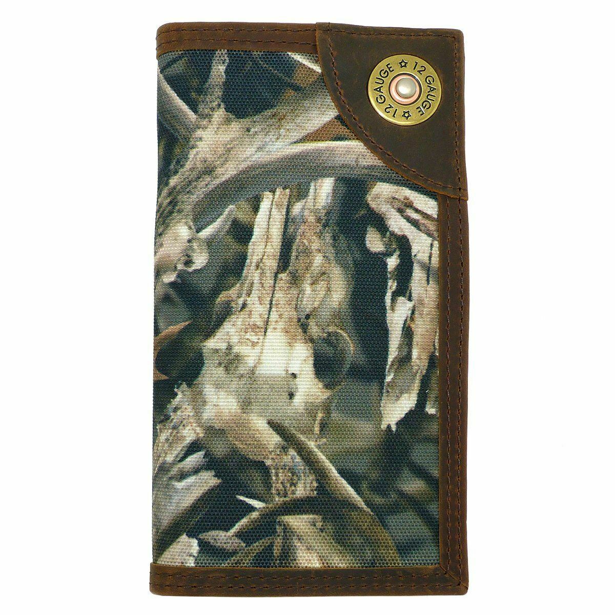 Ariat Western Mens Camo Shotgun Shell Rodeo Wallet Checkbook Cover