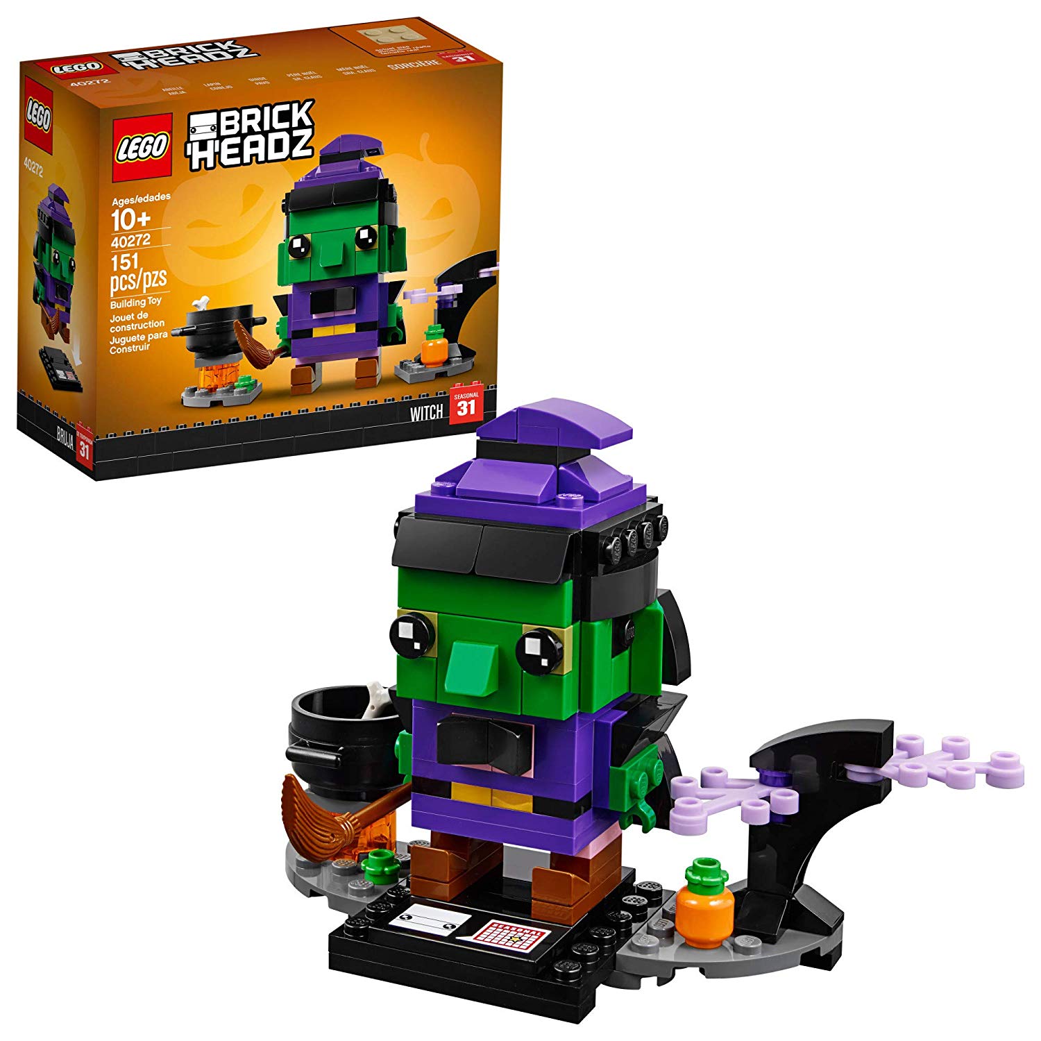 LEGO BrickHeadz 4" Halloween Witch Building Kit (40272, 151 Pcs