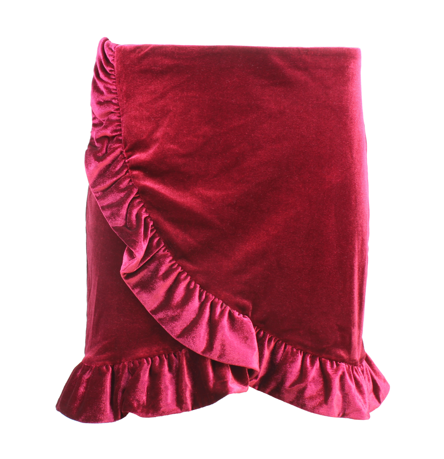 Necessary Objects Womens Velvet Faux Wrap Ruffled Skirt