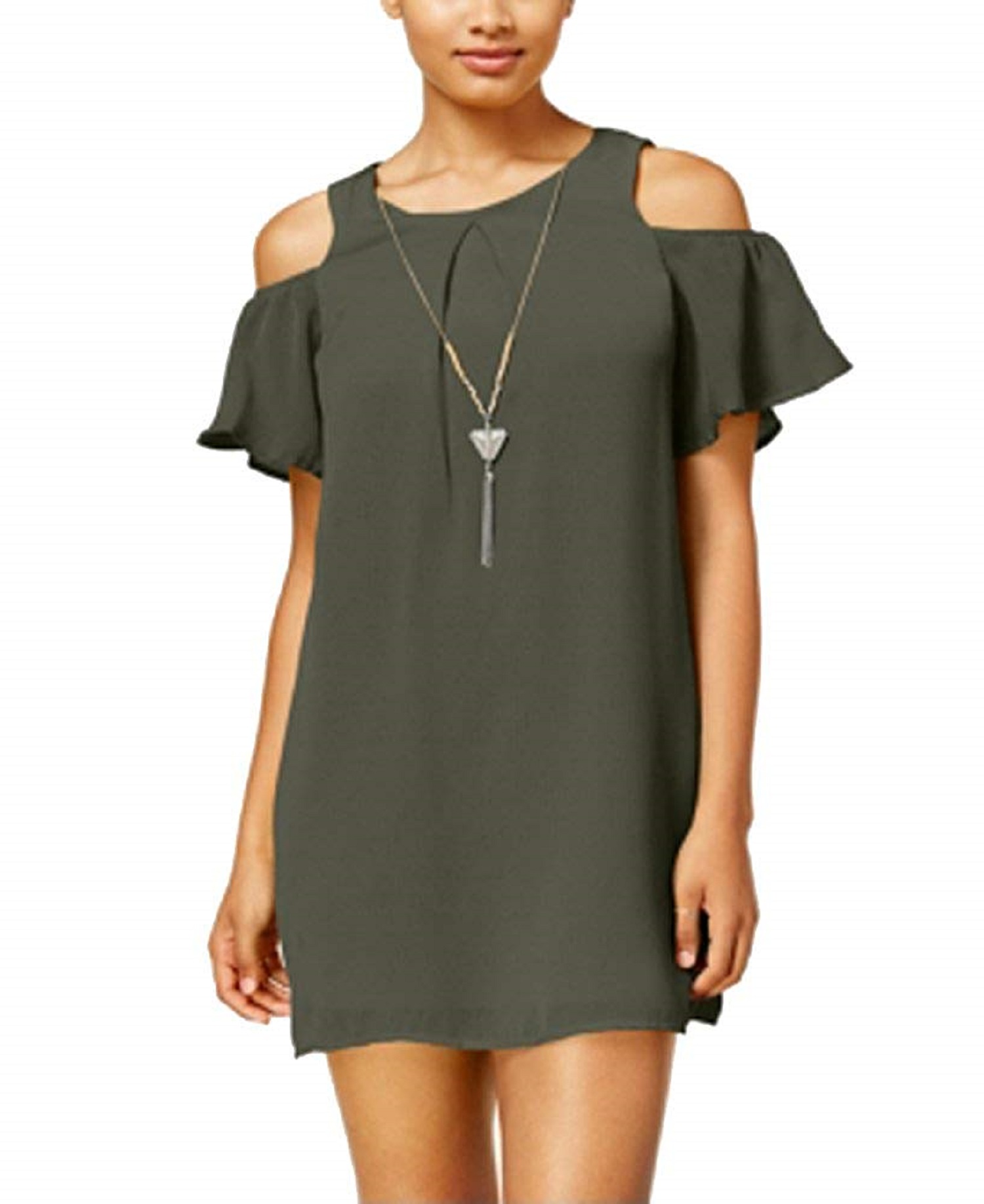 Cold-Shoulder Necklace Shift Dress 