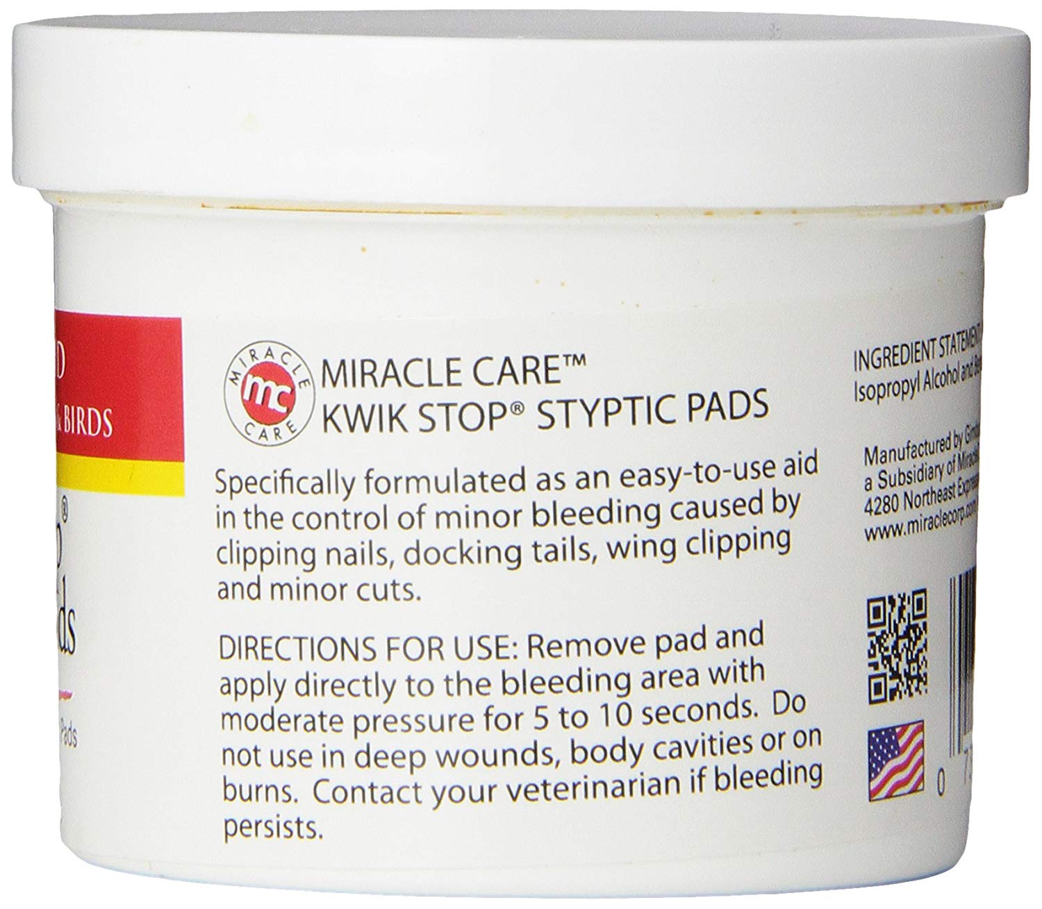 Miracle Care Kwik Stop Styptic Pads for Dogs,Cats and Birds (90 Pads