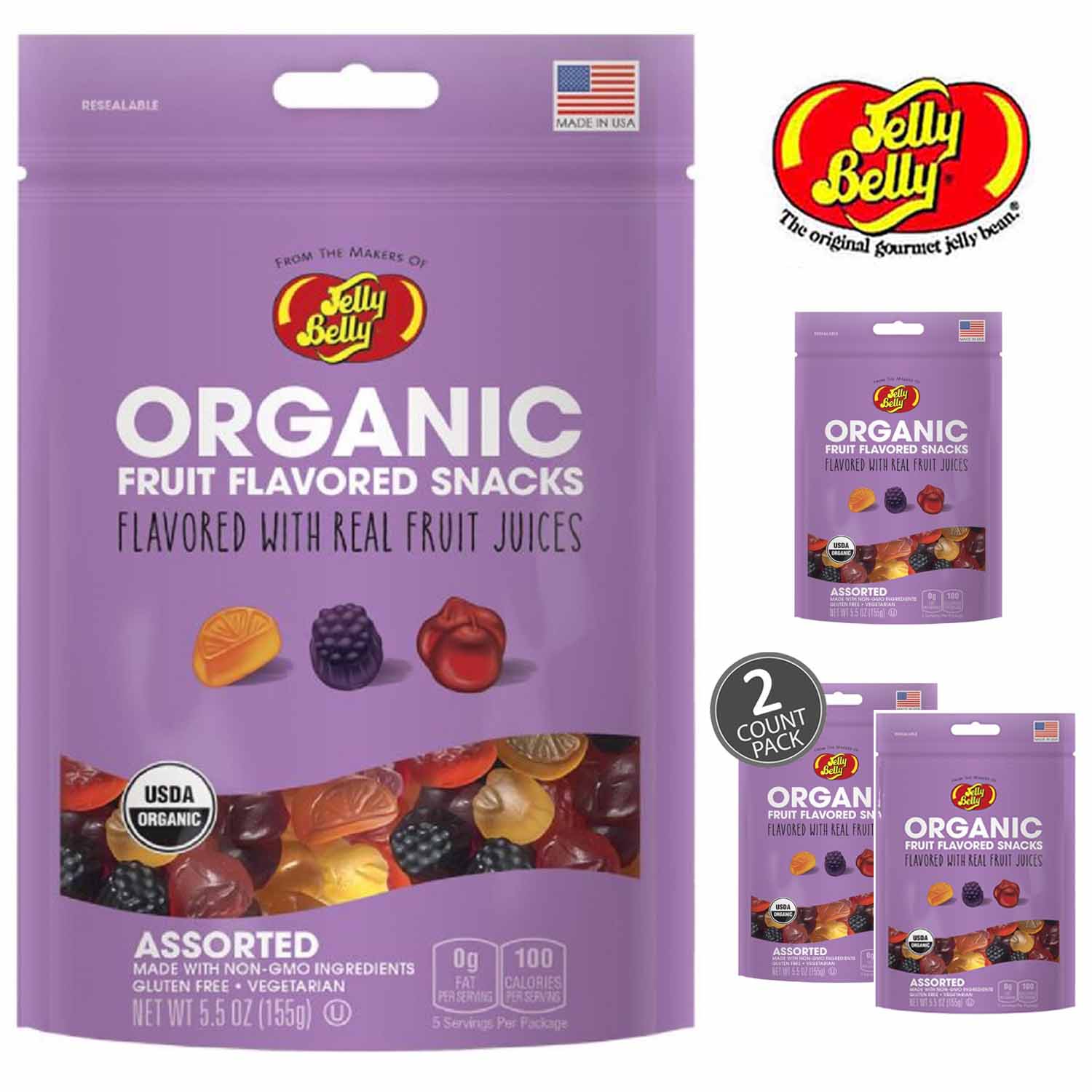 Jelly Belly Organic Fruit Snacks Assorted 5.5oz Bags eBay