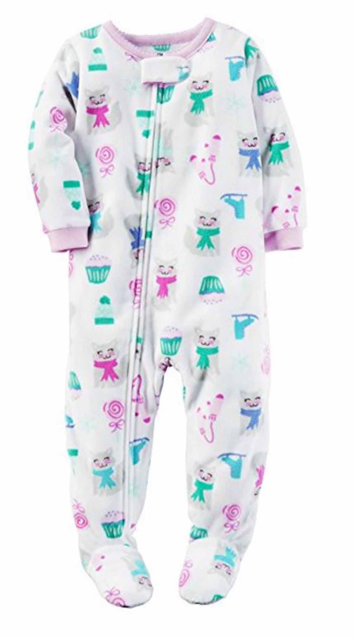 Carters Girls 1 Piece Footed Sleeper Zip Up Fleece Pajama eBay