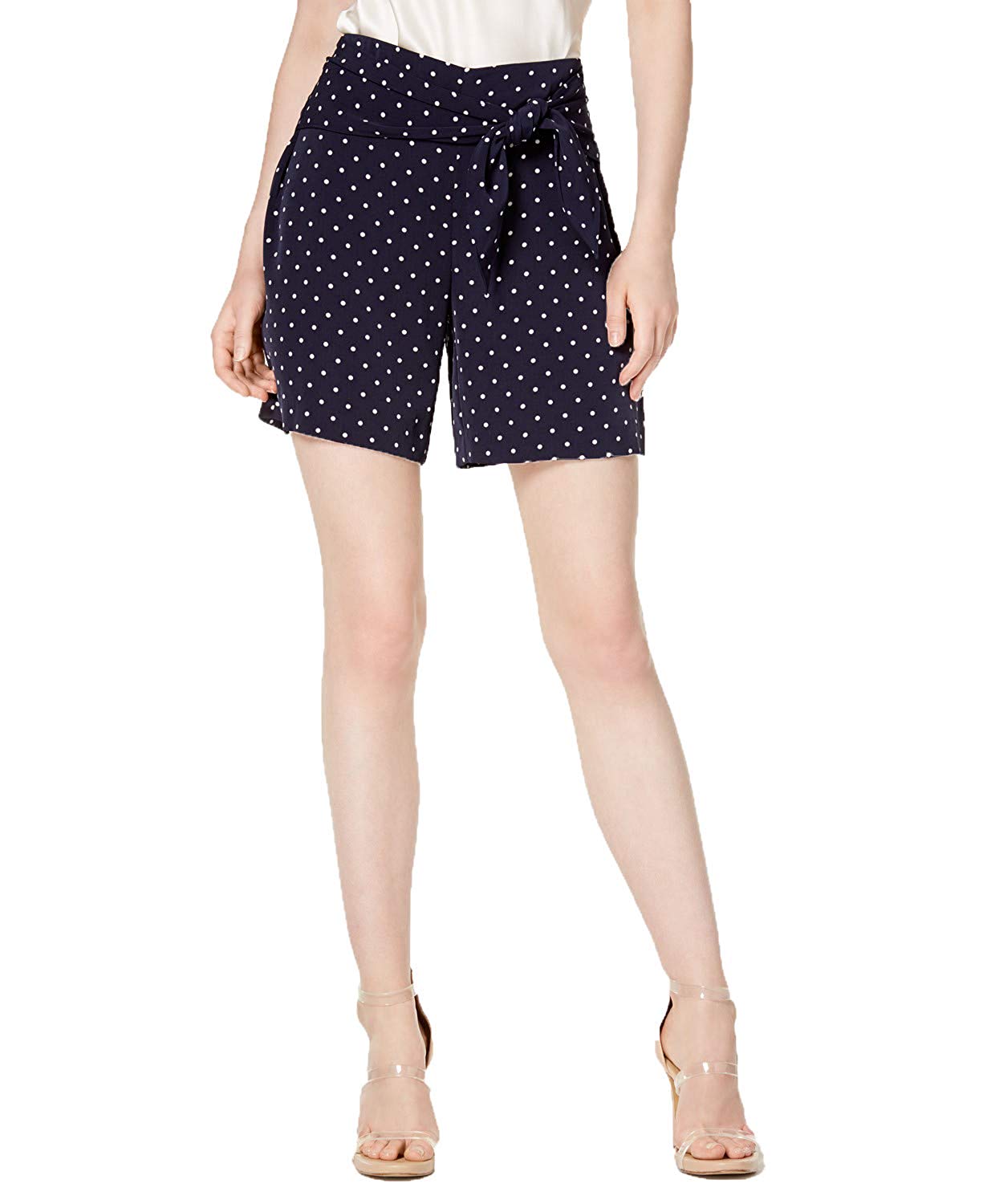 Bar III Polka-Dot Tie-Waist Shorts - Picture 6 of 9