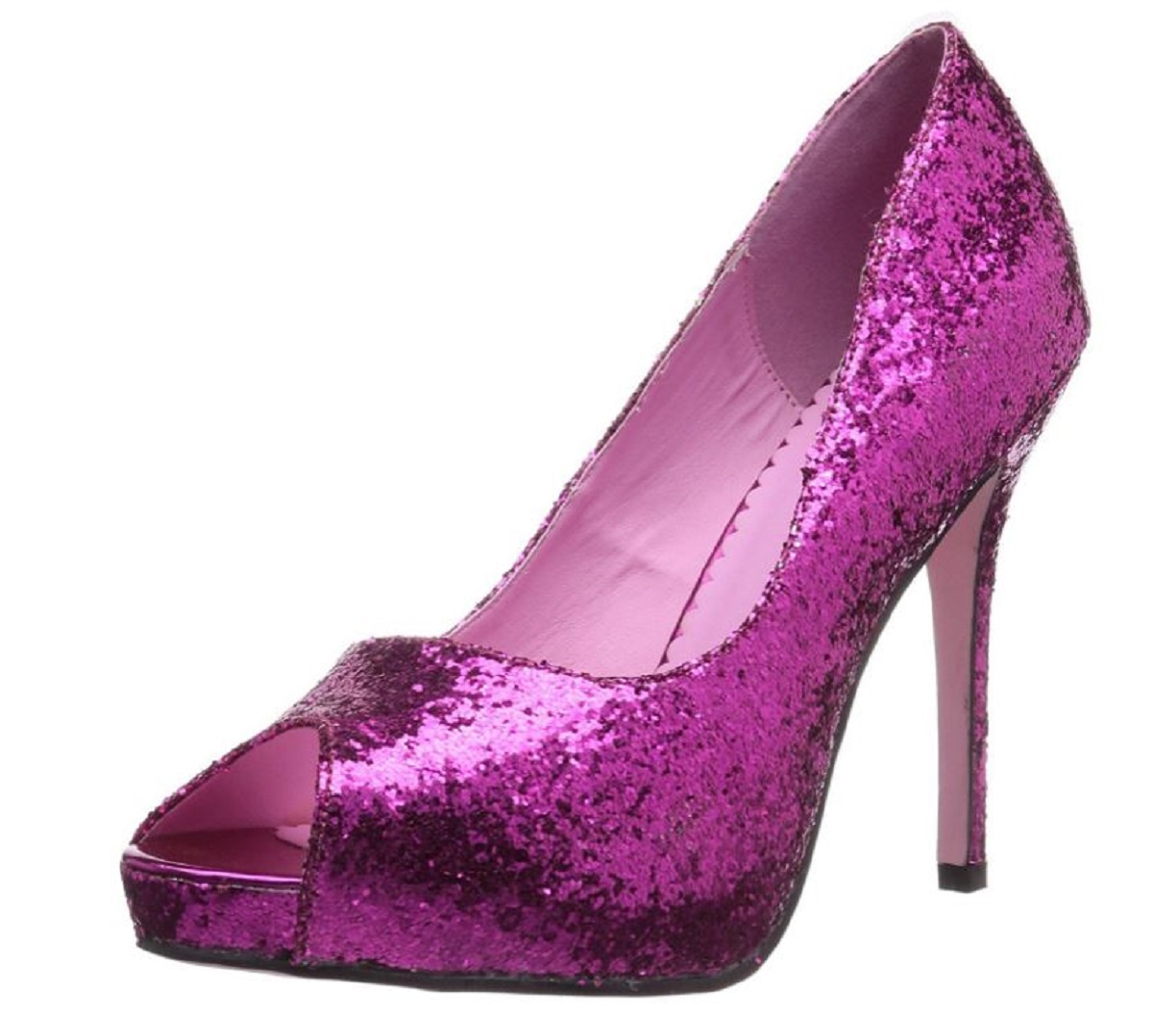 Leg Avenue Women's Ella Open Toe Glitter Pump with 1" Covered Platform Heel - Picture 8 of 16