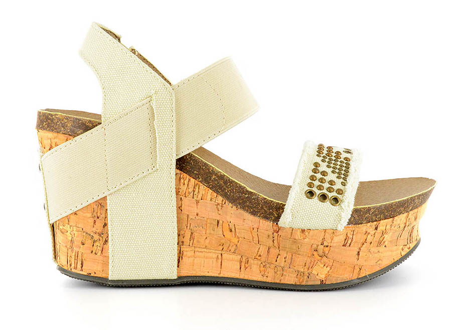 Corkys Womens Frayed Elastic Cork Wedge Heels eBay