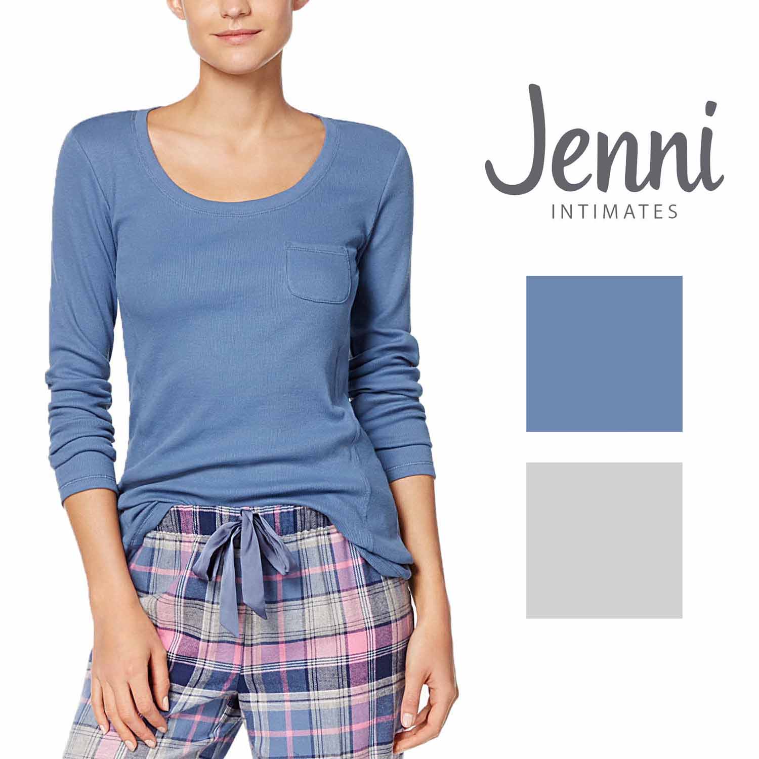 Jenni by Jennifer Moore Womens Ribbed Pajama Top Color Heather Grey Size