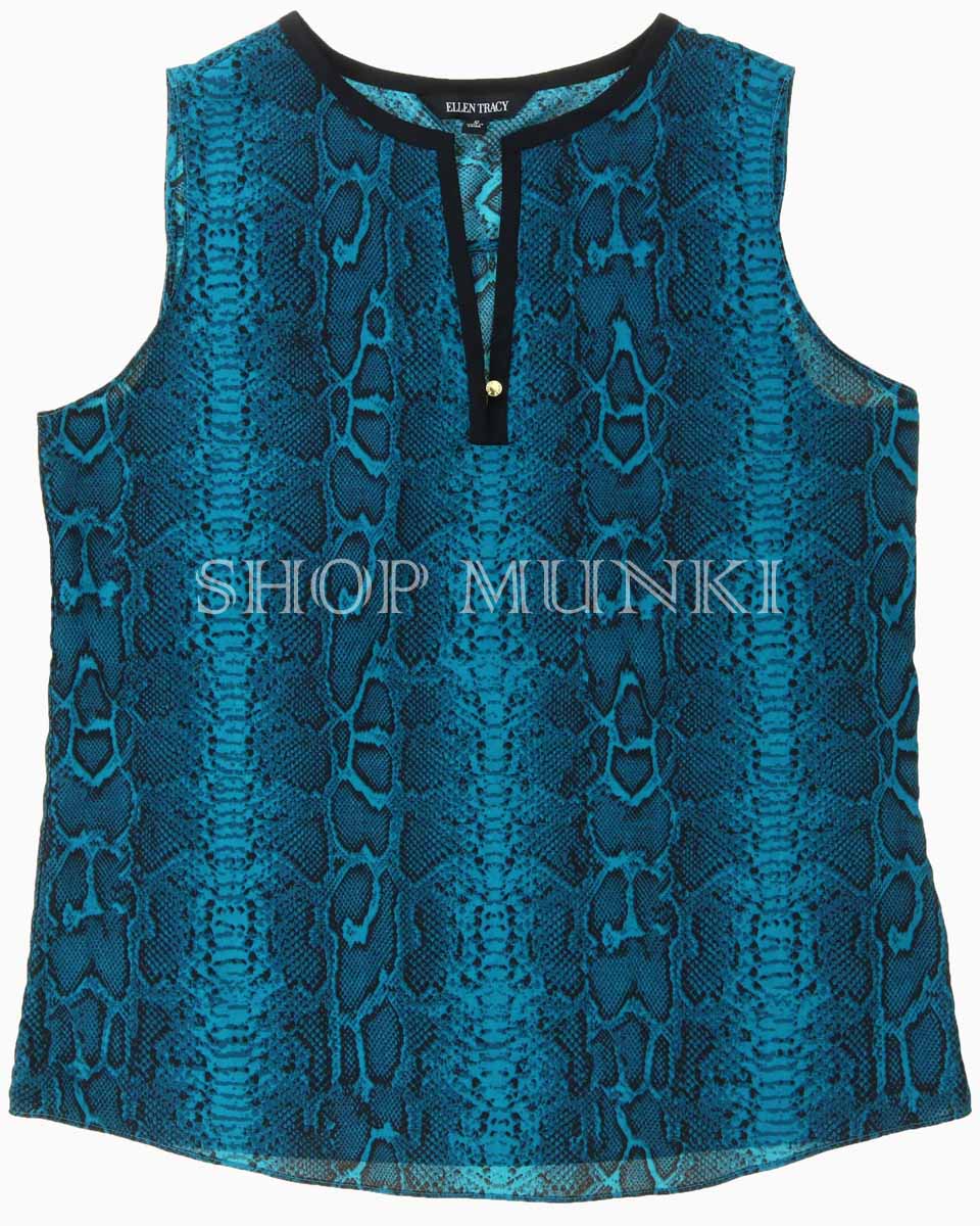 ELLEN TRACY Women's Sleeveless V-Neck Blouse - Engraving Stripe Print, Small, 100% Polyester - View #10