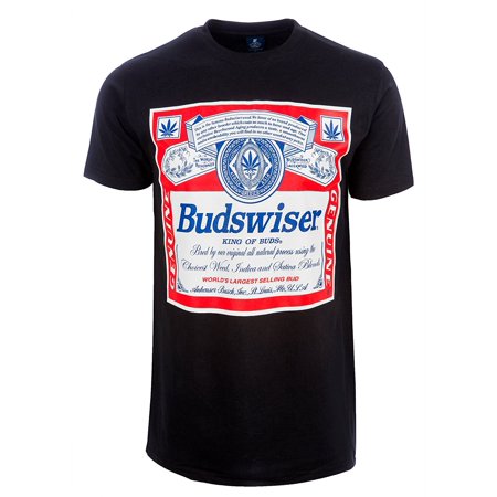 Budswiser King Of Buds Novelty Pun Screen Printed Graphic Cotton Tee Shirt