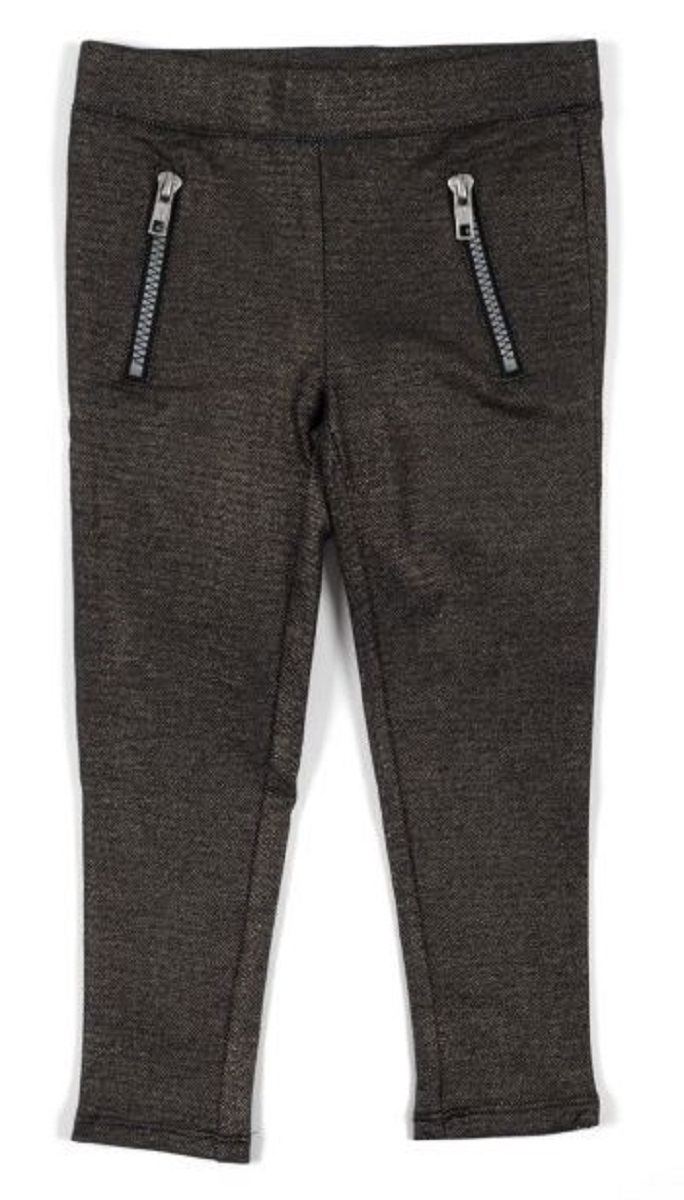 Jessica Simpson Toddler Girls Clara Twill Knit Legging, Black Foil, 5 - Picture 2 of 4