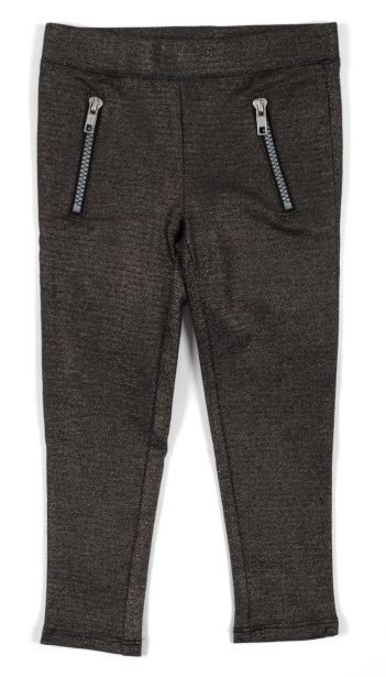 Jessica Simpson Toddler Girls Clara Twill Knit Legging, Black Foil, 5 - Picture 3 of 4