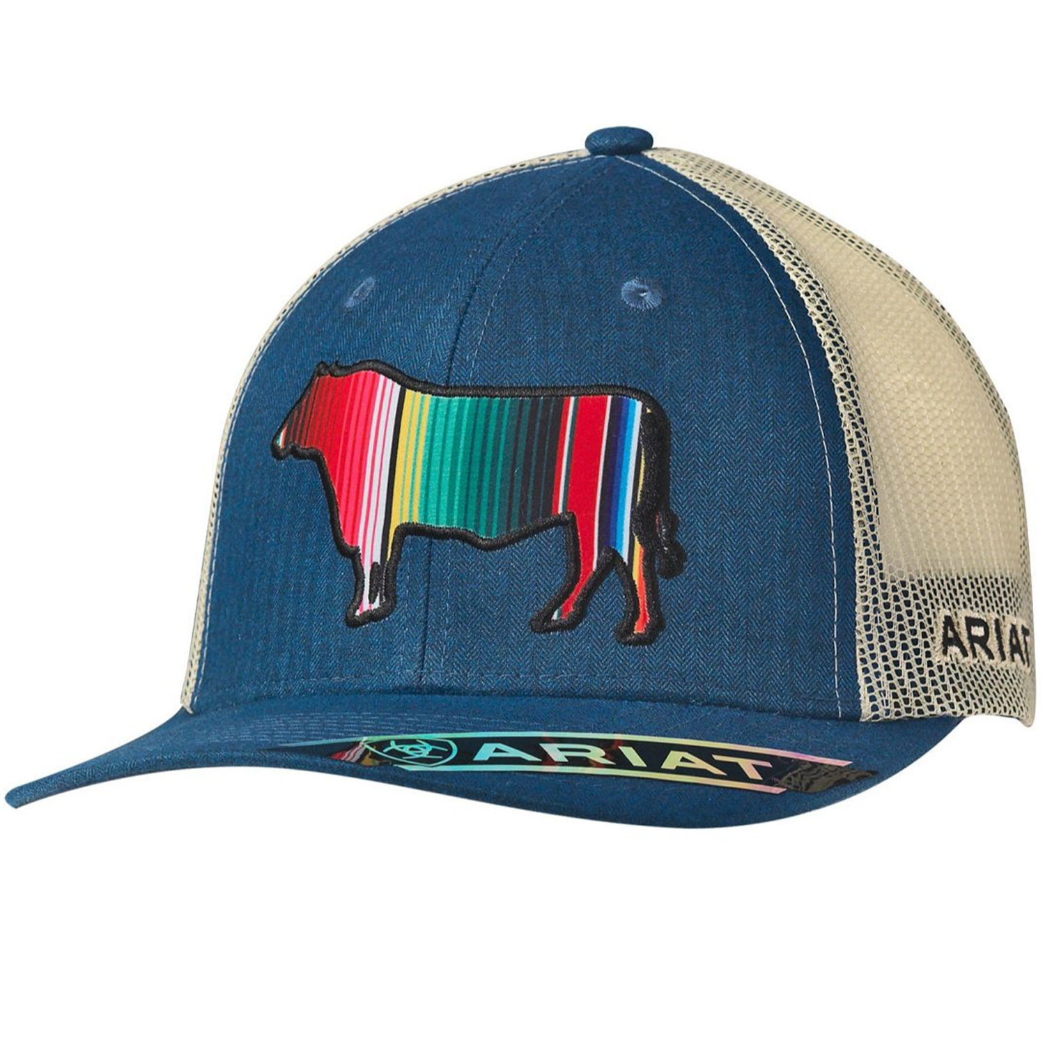 Ariat M F Western Products Mens Cap w//Serape Steer Head OS Brown