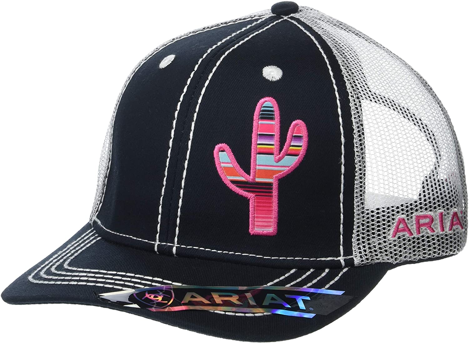 Ariat Women's Cactus Logo Snapback Mesh Cap Hat (Navy/White, One Size
