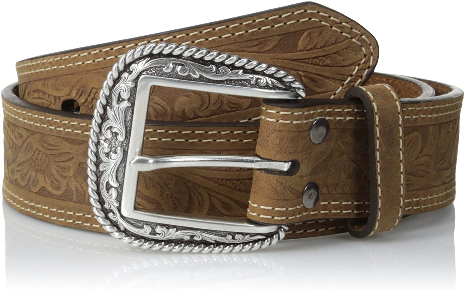Leatherock Embossed Brown Leather Belt with Pewter Ornate Buckle LEATHEROCK Leather Belts for Women for sale | eBay main image 2
