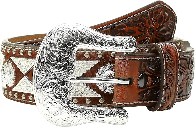Texan Hitched Horsehair Leather Belt Silver Conchos Red Tan Black Horse Hair Belts | eBay main image 2