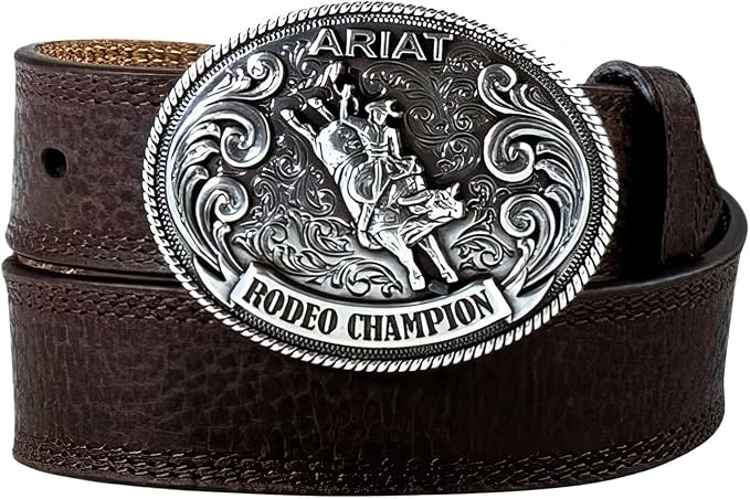 Ariat Boys Oval Buckle Rodeo Champion Leather Belt - Picture 7 of 7
