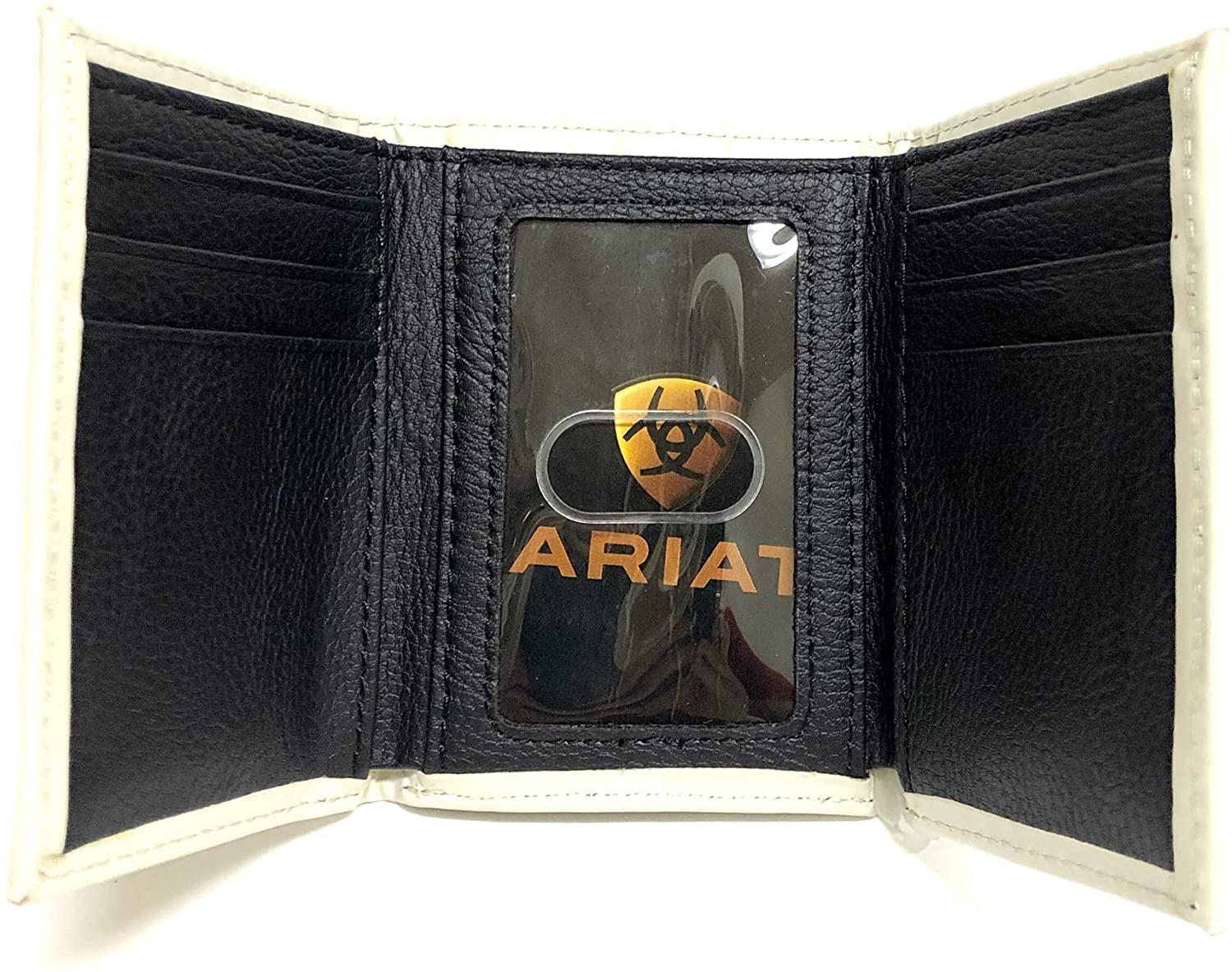 Ariat Mens Embroidered Cotton Leather TriFold Wallet (White) eBay