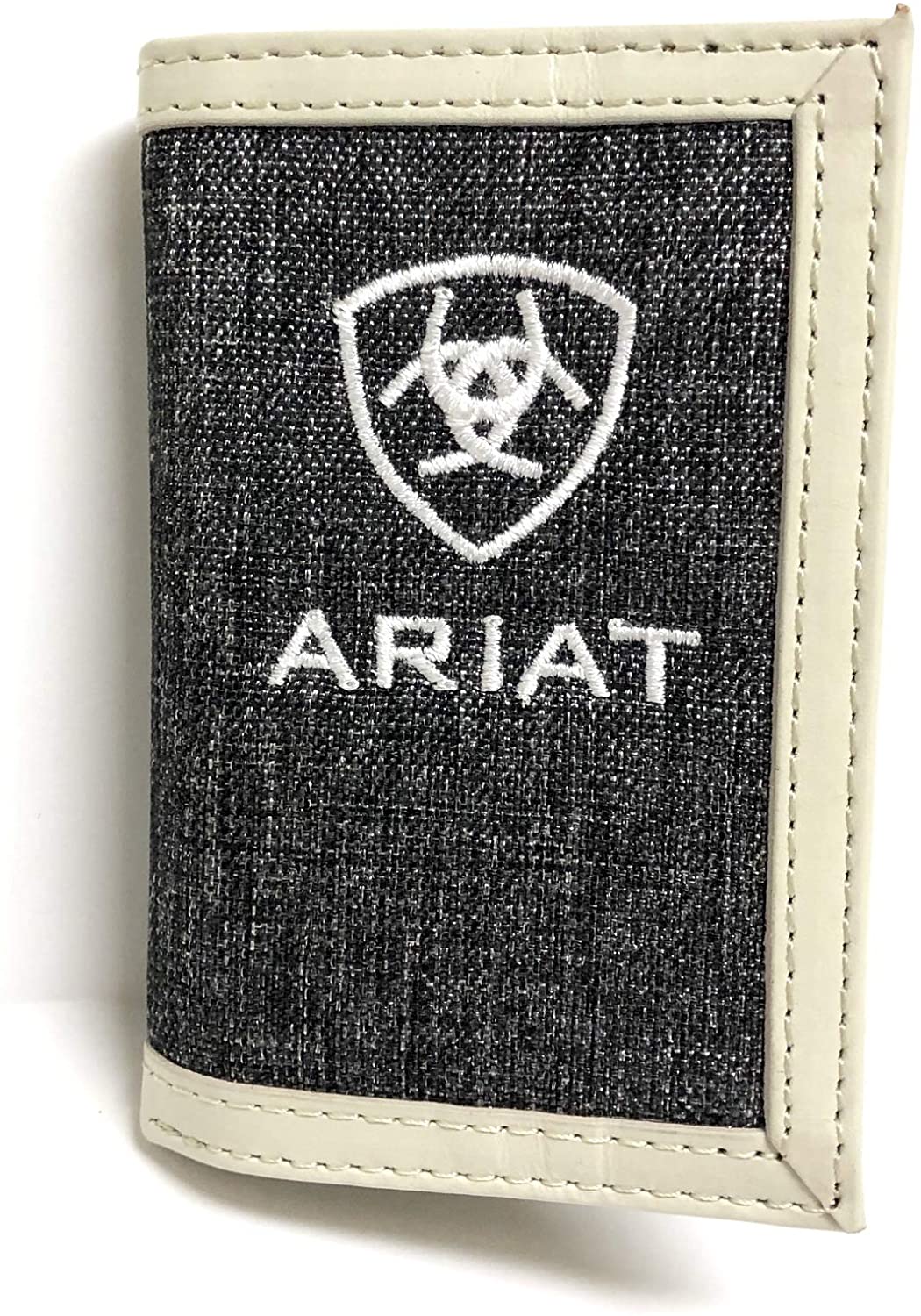 Ariat Mens Embroidered Cotton Leather TriFold Wallet (White) eBay
