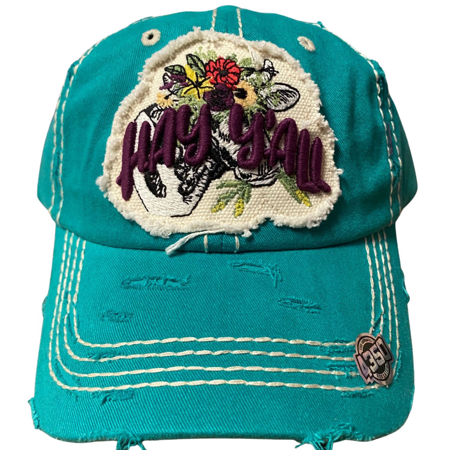 4350 District Womens Baseball Cap Washed Distressed Vintage 