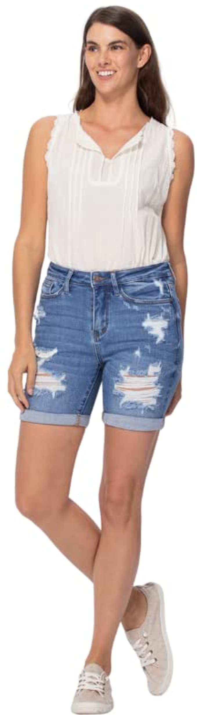 Judy Blue Womens High Rise Mid Length 