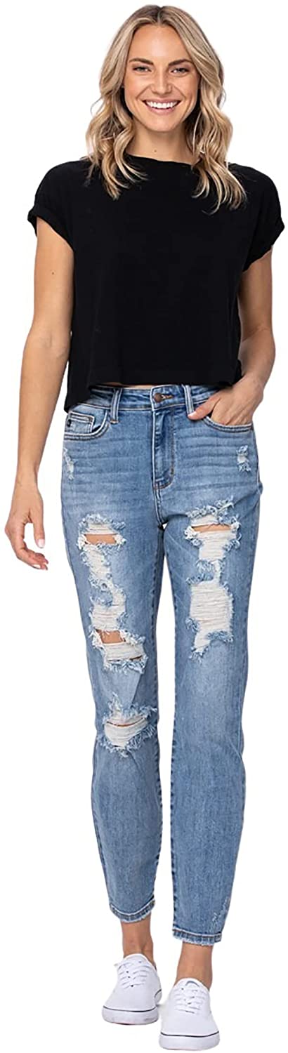 Judy Blue Womens Destroyed Boyfriend Denim Jeans | eBay