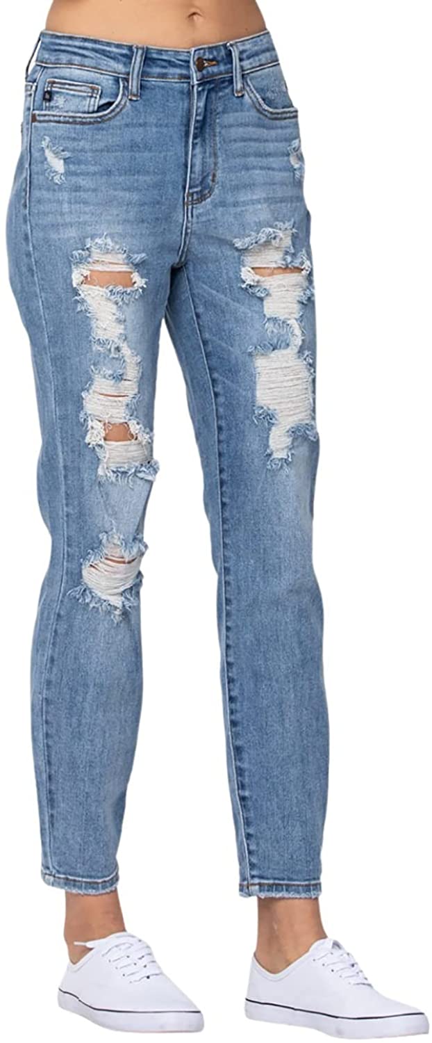 Judy Blue Womens Destroyed Boyfriend Denim Jeans | eBay