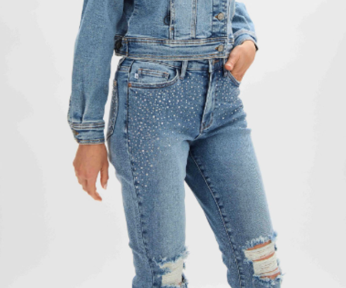 Judy Blue Womens Rhinestone Embellished High Waisted Slim Fit Jeans - Picture 11 of 20