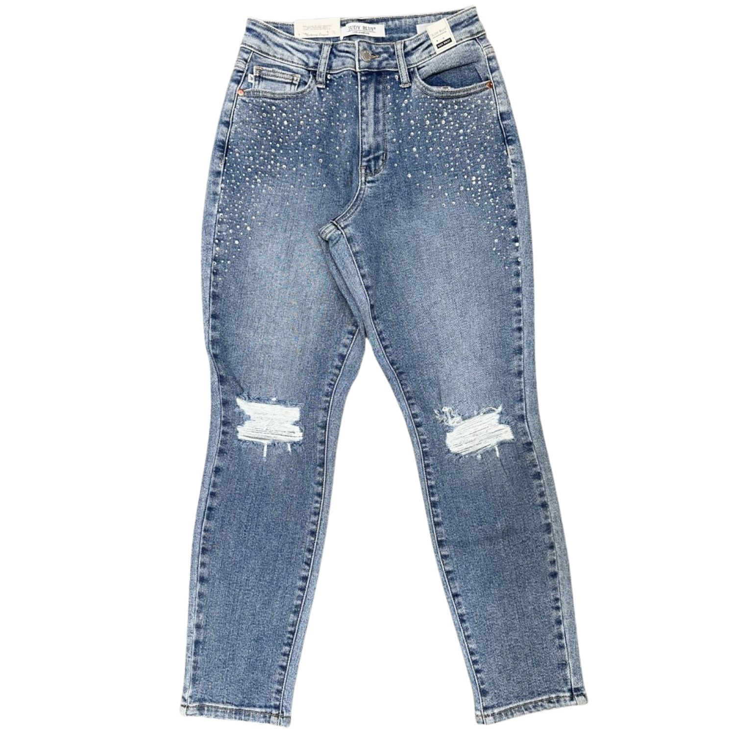 Judy Blue Womens Rhinestone Embellished High Waisted Slim Fit Jeans - Picture 15 of 20